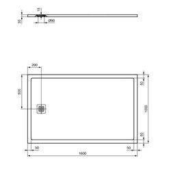 Receveur de douche Ultra Flat S rectangulaire 160x100 cm Noir Intense
