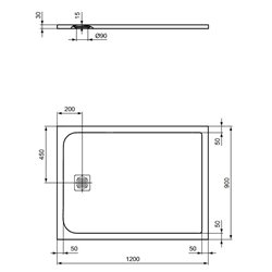 Receveur de douche Ultra Flat S rectangulaire 120x90 cm Blanc Pur