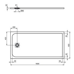Receveur de douche Ultra Flat S rectangulaire 160x80 cm Gris Béton