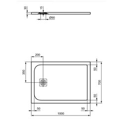 Receveur de douche Ultra Flat S rectangulaire 100x70 cm Blanc Pur