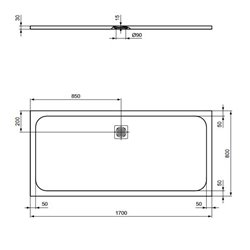 Receveur de douche Ultra Flat S rectangulaire 170x80 cm Blanc Pur
