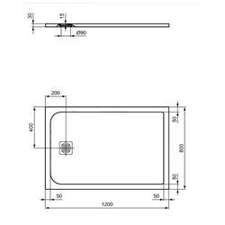 Receveur de douche Ultra Flat S rectangulaire 120x80 cm Noir Intense