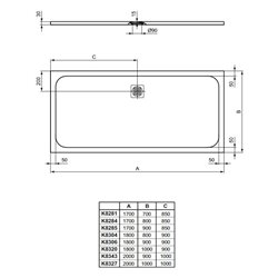 Receveur de douche Ultra Flat S rectangulaire 180x100 cm Blanc Pur