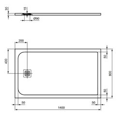 Receveur de douche Ultra Flat S rectangulaire 140x80 cm Blanc Pur