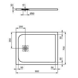 Receveur de douche Ultra Flat S rectangulaire 90x70 cm Noir Intense
