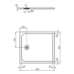 Receveur de douche Ultra Flat S rectangulaire 100x90 cm Beige Sable