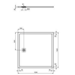 Receveur de douche Ultra Flat S carré 120x120 cm Blanc Pur