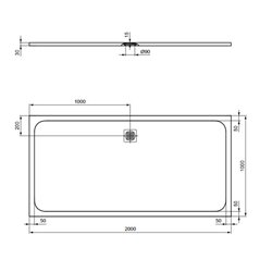 Receveur de douche Ultra Flat S rectangulaire 200x100 cm Blanc Pur