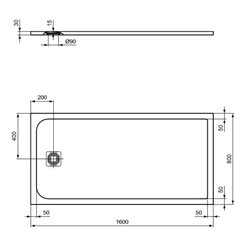 Receveur de douche Ultra Flat S rectangulaire 160x80 cm Beige Sable