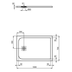 Receveur de douche Ultra Flat S rectangulaire 100x70 cm Gris Béton