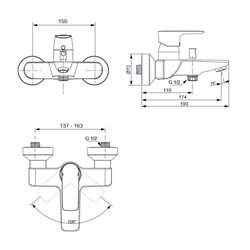 Mitigeur bain-douche Connect Air chrome