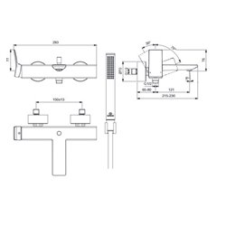Mitigeur bain-douche monotrou Conca or brossé, avec ensemble de douche