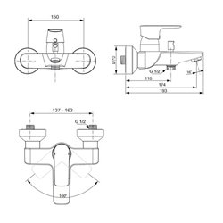 Mitigeur bain-douche Connect Air gris magnétique