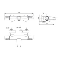 Mitigeur thermostatique bain-douche Ceratherm T25 Noir Mat