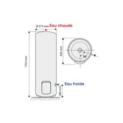 Chaufféo Vertical sur socle 300L 1765x645x575 mm