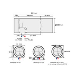 Chauffe eau electrique ATLANTIC 100 litres CHAUFFEO horizontal