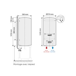 Zénéo Vertical mural compact 200L 590x1245x570 mm