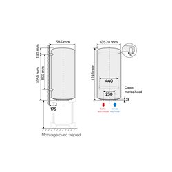 Chaufféo Plus Vertical mural compact 200L 1245x585x570 mm