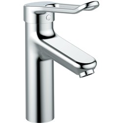 Mitigeur lavabo Okyris Pro poignée ajourée, sans tirette ni vidage, hauteur sous aérateur 104 mm