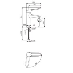 Mitigeur lavabo Okyris Pro poignée ajourée, sans tirette ni vidage, hauteur sous aérateur 104 mm