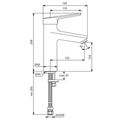 Mitigeur lavabo Okyris Pro Comfort poignée pleine, sans tirette ni vidage