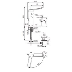 Mitigeur lavabo Okyris Pro poignée ajourée, hauteur sous aérateur 104 mm