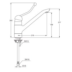 Mitigeur cuisine Okyris 2 Clinic H 263 mm chromé