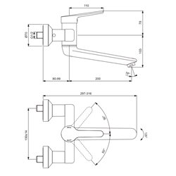 Mitigeur cuisine Okyris Pro H 181 mm raccords stop/purge poignée pleine