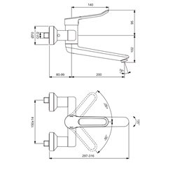 Mitigeur cuisine Okyris Pro H 197 mm raccords stop/purge poignée ajourée
