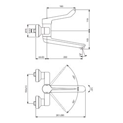 Mitigeur cuisine Okyris Pro H 222 mm raccords standards poignée rallongée