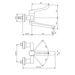 Mitigeur cuisine Okyris Pro H 222 mm raccords stop/purge poignée rallongée
