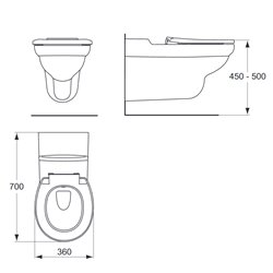 Cuvette WC suspendu Matura 2 700x360x400 mm Sans bride