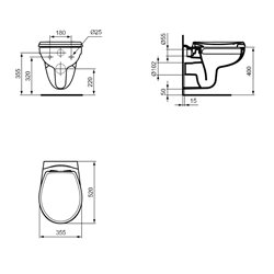 WC suspendu Matura 520x355x355 mm Sans bride