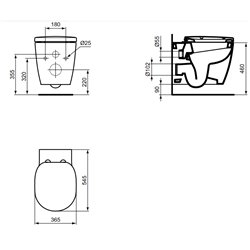 Cuvette WC suspendu Sanis 545x365x370 mm Avec bride