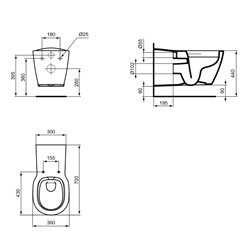 Cuvette WC suspendue - sans bride avec abattant - Matura PORCHER