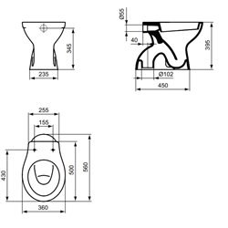 Cuvette WC à poser Matura avec bride sans abattant