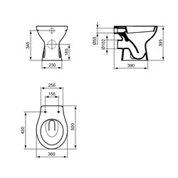 Cuvette WC à poser Matura avec bride sans abattant