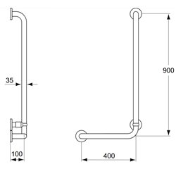 Barre de maintien Contour 21 en L angle à droite