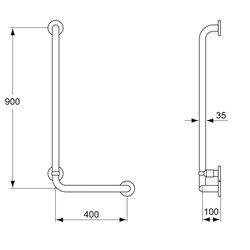 Barre de maintien Contour 21 en L angle à gauche