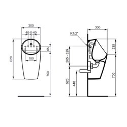 Urinoir Sphero Maxi alimentation cachée 