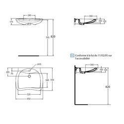 Lavabo Matura 2 65x55 cm avec trop-plein
