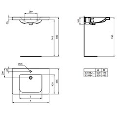 Lavabo-plan Sanis Freedom 60x55,5 cm avec trop-plein