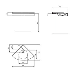 Lavabo-plan Matura 70x70x99 cm sans trop-plein