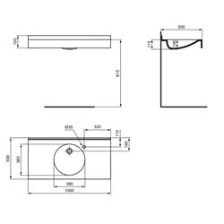Lavabo-plan Matura 100x50 cm sans trop-plein