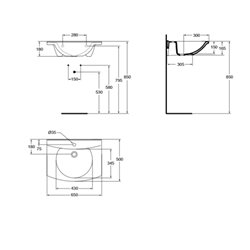 Lavabo Matura 65x50 cm avec trop-plein
