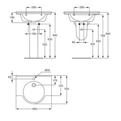Lavabo-plan Sapho 65x52 cm sans trop-plein