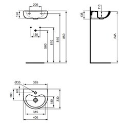 Lavabo Contour 21 40x33 cm sans trop-plein