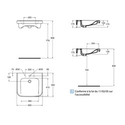 Lavabo Matura 2 65x55,5 cm avec trop-plein