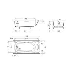 Baignoire BeCool monoplace 190x90 cm 