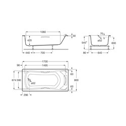 Baignoire BeCool monoplace 170x80 cm 